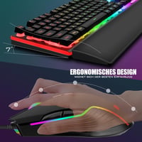 RedThunder K10 Gamer Billentyűzet és Egér Szett, RGB Háttérvilágítás, Fém Alaplap, Csuklótámasz, 7D Ergonomikus Egér, PC Játékosoknak 5