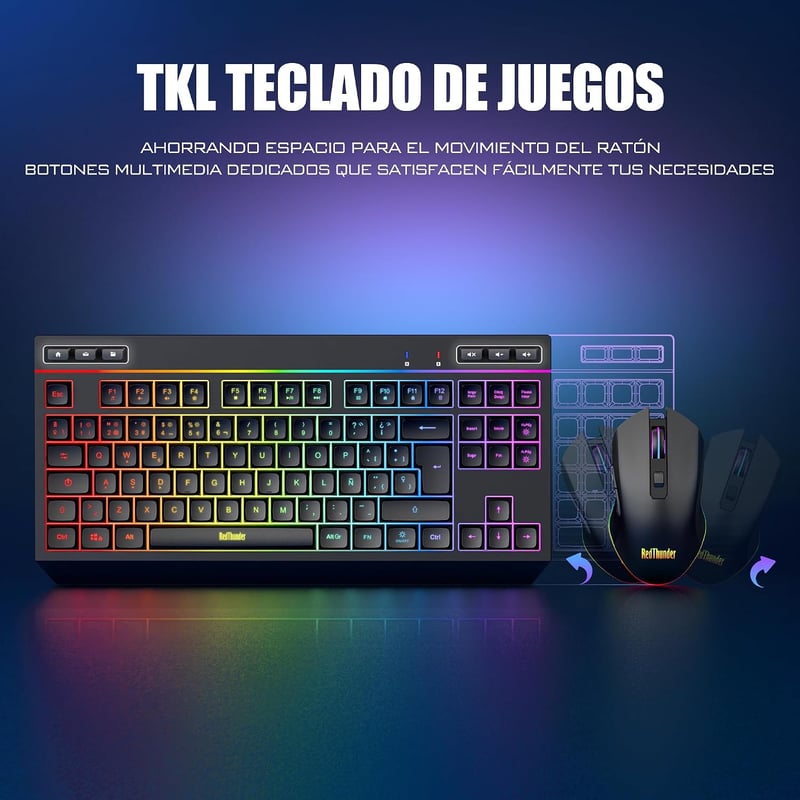 RedThunder K20 TKL Wireless Gaming Billentyűzet RGB Háttérvilágítás Töltöttöhető
