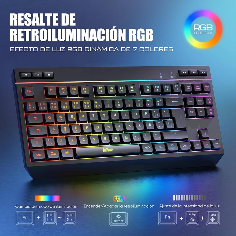 RedThunder K20 TKL Wireless Gaming Billentyűzet RGB Háttérvilágítás Töltöttöhető