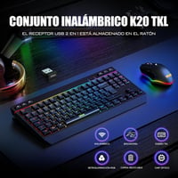 RedThunder K20 TKL Wireless Gaming Billentyűzet RGB Háttérvilágítás Töltöttöhető 2