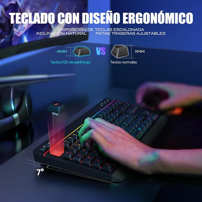 RedThunder K20 TKL Wireless Gaming Billentyűzet RGB Háttérvilágítás Töltöttöhető
