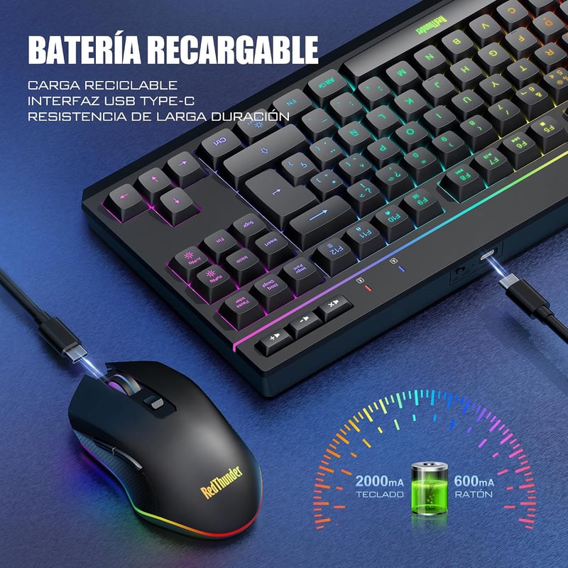 RedThunder K20 TKL Wireless Gaming Billentyűzet RGB Háttérvilágítás Töltöttöhető