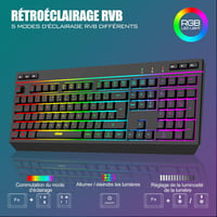 RedThunder K20 Vezeték nélküli billentyűzet és egér szett AZERTY RGB háttérvilágítás 4800 DPI 3
