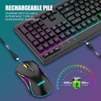 RedThunder K20 Vezeték nélküli billentyűzet és egér szett AZERTY RGB háttérvilágítás 4800 DPI 4