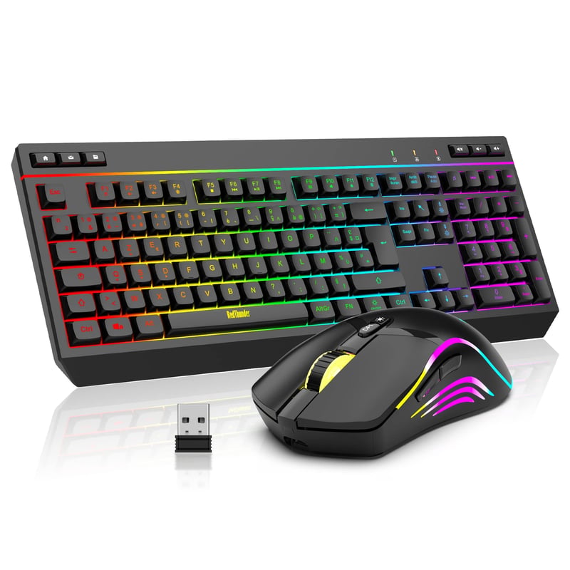 RedThunder K20 Bezdrôtová súprava klávesnice a myši AZERTY RGB podsvietenie 4800 DPI