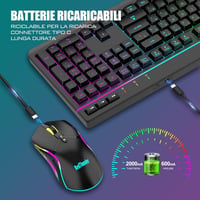 RedThunder K20 Wireless Billentyűzet és Egér Szett, RGB, 4800DPI, Gamer/Iroda 4