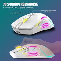 RedThunder K20 Wireless Billentyűzet és Egér Szett, RGB, 4800DPI, Fehér 3