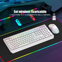 RedThunder K20 Wireless Billentyűzet és Egér Szett, RGB, 4800DPI, Fehér 6