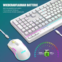 RedThunder K20 Wireless Gaming Billentyűzet és Egér Szett, QWERTZ DE, RGB Háttérvilágítás, 4800DPI 4