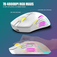 RedThunder K20 Wireless Gaming Billentyűzet és Egér Szett, QWERTZ DE, RGB Háttérvilágítás, 4800DPI 5
