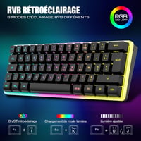 RedThunder K62 60% Vezeték Nélküli Gaming Billentyűzet és Egér Szett - RGB Háttérvilágítás, 62 Gombos Mini Billentyűzet, Optikai Egér, PC PS 3