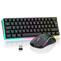 RedThunder K62 60% Bežična Gaming Tipkovnica i Set Miša - RGB Pozadinsko Osvjetljenje, 62 Tipke Mini Tipkovnica, Optički Miš, PC PS 1