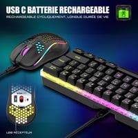 RedThunder K62 60% Vezeték Nélküli Gaming Billentyűzet és Egér Szett - RGB Háttérvilágítás, 62 Gombos Mini Billentyűzet, Optikai Egér, PC PS 4
