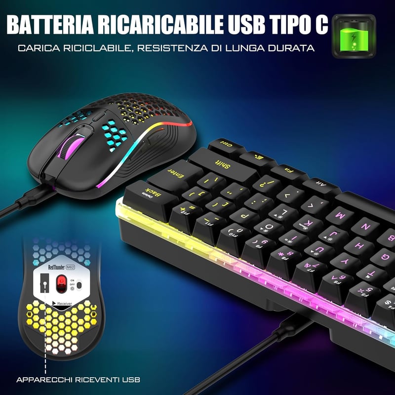 RedThunder K62 Wireless Gaming Billentyűzet és Egér Szett QWERTZ DE