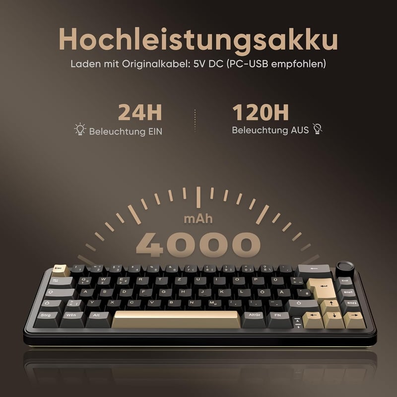 RedThunder K65 65% Wireless Mechanikus Gaming Billentyűzet QWERTZ RGB Retro