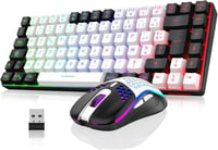 RedThunder K84 Combo Vezeték Nélküli Billentyűzet és Egér Szett - RGB Háttérvilágítás, TKL 75% Kompakt, Újratölthető, Méhsejt Optikai Egér 1