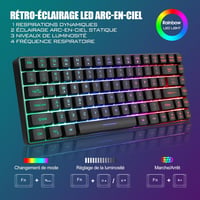RedThunder K84 Vezeték Nélküli Billentyűzet és Egér Szett - 75% TKL AZERTY Francia Kiosztás, Méhsejt Optikai Egér 3200 DPI, Fekete 3
