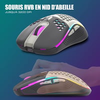 RedThunder K84 Vezeték Nélküli Billentyűzet és Egér Szett RGB Háttérvilágítással, Újratölthető, 3200 DPI, Méhsejt Mintázat, Fehér-Szürke 5