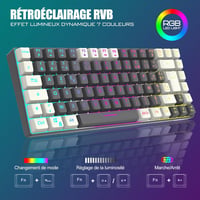 RedThunder K84 Vezeték Nélküli Billentyűzet és Egér Szett RGB Háttérvilágítással, Újratölthető, 3200 DPI, Méhsejt Mintázat, Fehér-Szürke 3