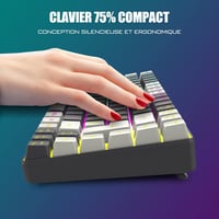 RedThunder K84 Vezeték Nélküli Billentyűzet és Egér Szett RGB Háttérvilágítással, Újratölthető, 3200 DPI, Méhsejt Mintázat, Fehér-Szürke 7
