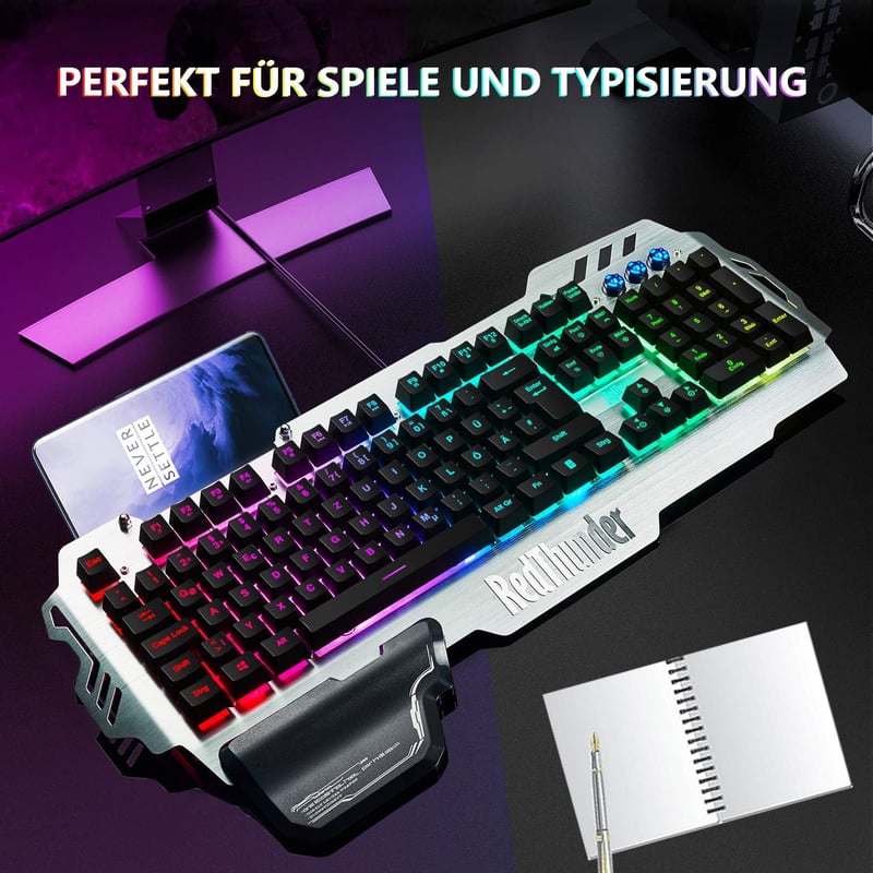 RedThunder K900 Gamer Billentyűzet RGB Világítással