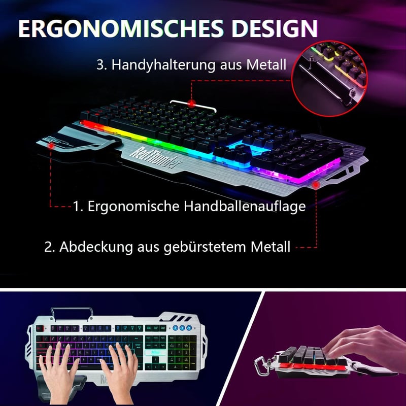 RedThunder K900 Gamer Billentyűzet RGB Világítással