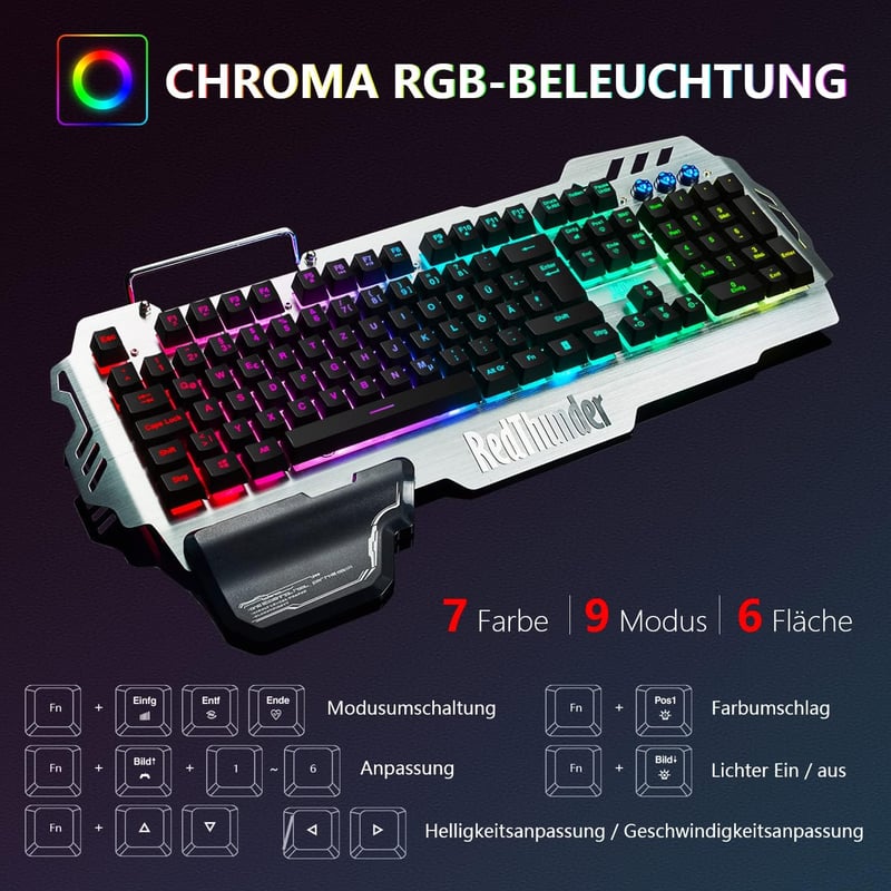 RedThunder K900 Gamer Billentyűzet RGB Világítással