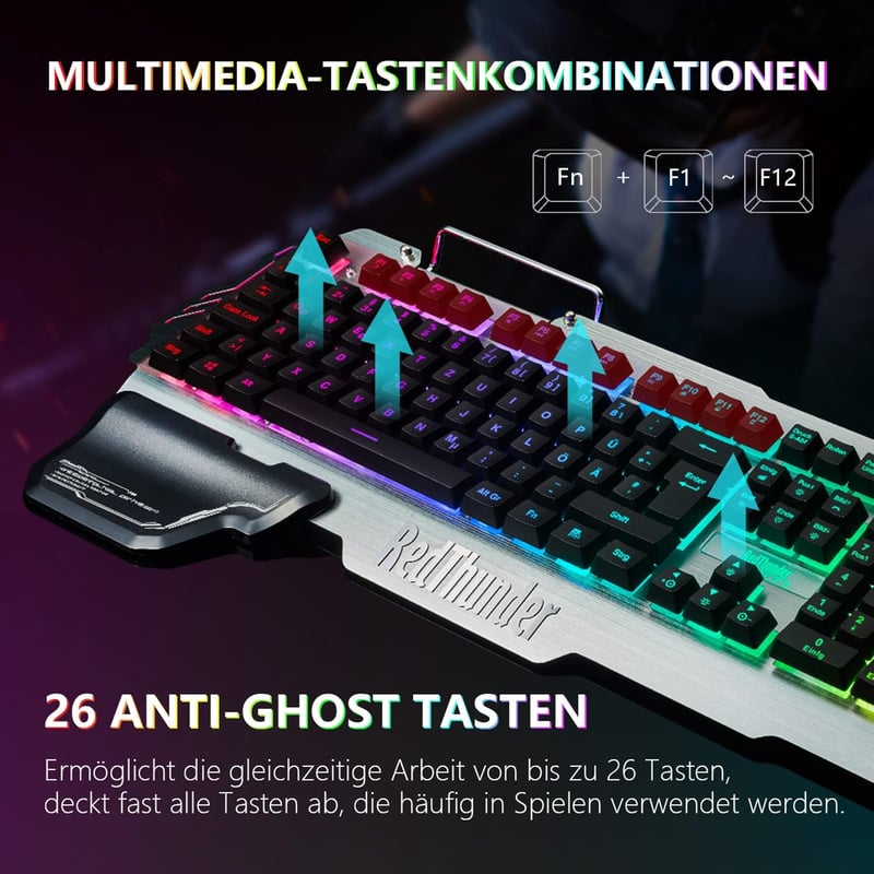 RedThunder K900 Gamer Billentyűzet RGB Világítással