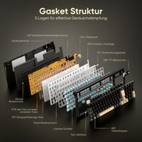 RedThunder K95 Vezeték Nélküli Mechanikus Gamer Billentyűzet 1,88" Kijelzővel, QWERTZ 96 Gombos, Gasket, 3 Csatlakozás, Hot-swap, RGB, 8000  5
