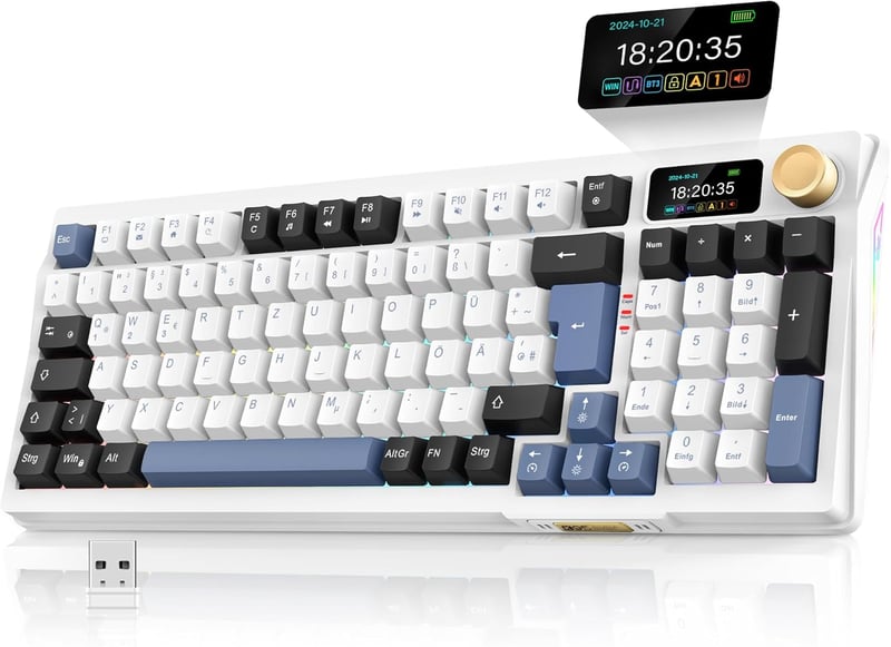 RedThunder K95 Wireless Mechanikus Gaming Billentyűzet QWERTZ 96 Gomb RGB LED Kijelzővel