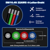 Set REDTRON de conectoare și cablu prelungitor de 5 m pentru benzi LED RGB 5050 cu 4 pini, fără lipire, 10 mm, 22AWG, incluzând 10 conectori 2