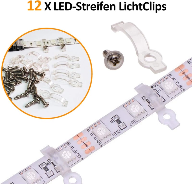 REDTRON LED szalag csatlakozó szett 10mm RGB 5050 sarok és rögzítő klipekkel