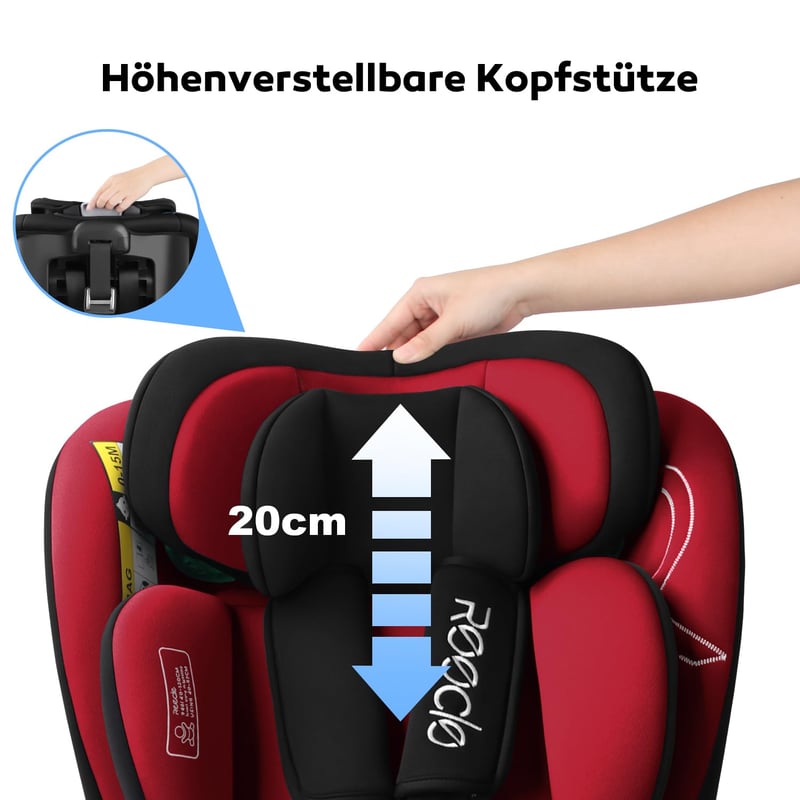 Reecle 360° Forgó i-Size Autósülés ISOFIX 0-36 kg Újszülött-12 év ECE R129