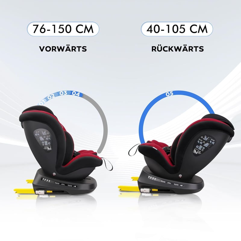 Reecle 360° Forgó i-Size Autósülés ISOFIX 0-36 kg Újszülött-12 év ECE R129