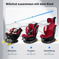 Reecle 360° Forgó i-Size Autósülés ISOFIX 0-36 kg Újszülött-12 év ECE R129 2