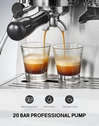 Reemix 20 Bar Espresso Kávéfőző Beépített Kávédarálóval és Tejhabosítóval Rozsdamentes 2