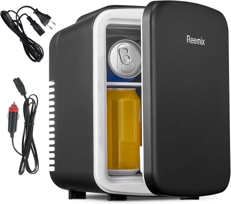 Reemix mini hűtőszekrény, hűtő-melegítő, 4 literes - fekete