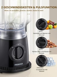 Mixér Reemix 500 W, 1,5 litra, 2 rýchlosti a pulzná funkcia, čepeľ z nehrdzavejúcej ocele, odnímateľné veko s odmerkou, vhodné do umývačky riadu, na prípravu smoothie 2