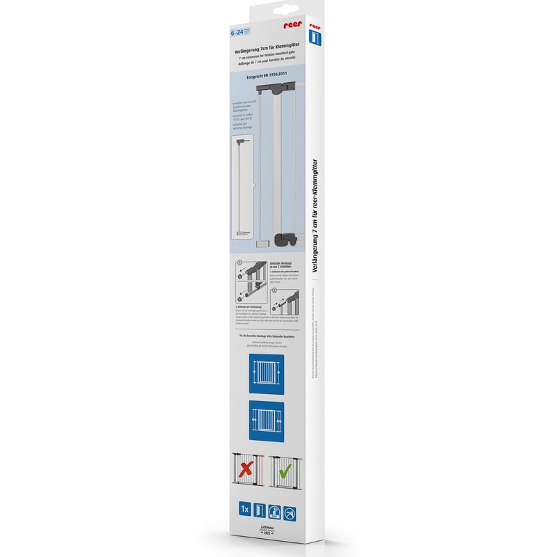 Predĺženie bezpečnostnej zábrany Reer 46901, 7 cm, biele, pre zábrany s upevnením pomocou tlaku