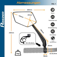 REEZER Kerékpár Tükör Pár 360° Forgatható Extra Nagy Tükörfelület E-Bike Robogó Kormányhoz 5