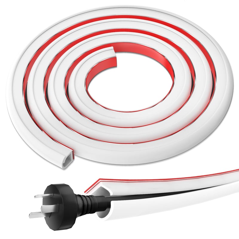 REFLYING Canal cablu siliconic autoadeziv 10x10 mm alb, 5 m, organizator de cabluri cu fixare pe perete pentru TV și birou, capacitate 1-2 cabluri