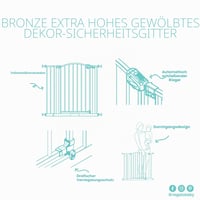 Bezpečnostná detská zábrana Regalo, výška 91,4 cm, na dvere a spodnú časť schodiska, pre otvory so šírkou 75–87 cm, montáž tlakom, bronzová farba, pre malé deti a domácich miláčikov 8