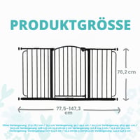 Regalo sigurnosna široka zakrivljena dječja vrata za hodnik, vrata i dno stepenica, za otvore od 75-150 cm, montaža pod pritiskom, s proširenjima, brončana 3