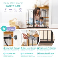Detská bezpečnostná zábrana na dvere a schody Regalo Easy Step 73,6 – 95,5 cm, čierna, montáž tlakom, s nadstavcom pre bábätká, malé deti a zvieratá 4