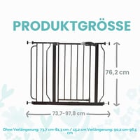 Detská bezpečnostná zábrana na dvere a schody Regalo Easy Step 73,6 – 95,5 cm, čierna, montáž tlakom, s nadstavcom pre bábätká, malé deti a zvieratá 2