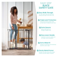 Detská bezpečnostná zábrana na dvere a schody Regalo Easy Step 73,6 – 95,5 cm, čierna, montáž tlakom, s nadstavcom pre bábätká, malé deti a zvieratá 3