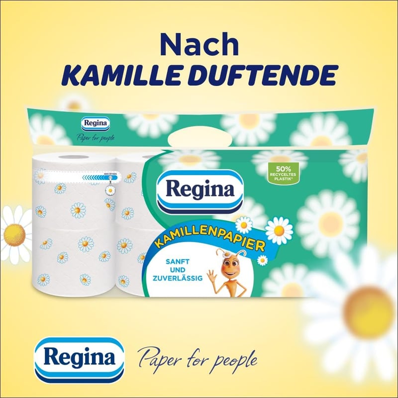 Regina Kamilla 3 rétegű toalettpapír 16 tekercs, 150 lap, puha és kíméletes - 16 pieces (pack of 1), White/Opulent Garden