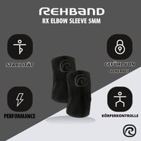 Rehband lakťová bandáž 5 mm SBR/neoprén, na silový tréning, anatomický dizajn, protišmyková, karbónová/čierna, veľkosť M 2