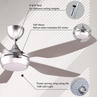 ventilator de tavan inteligent Reiga, LED reglabil, telecomandă, motor DC - argintiu, 137 cm 6