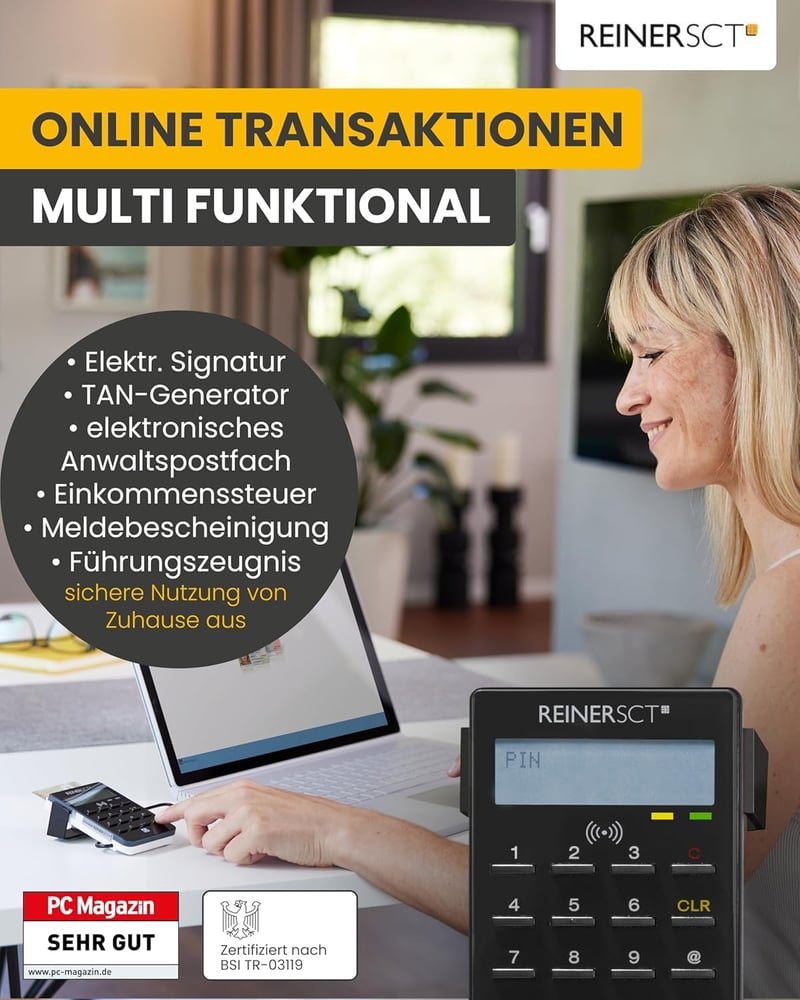REINER cyberJack RFID chipkártya olvasó USB 2.0 csatlakozóval - black